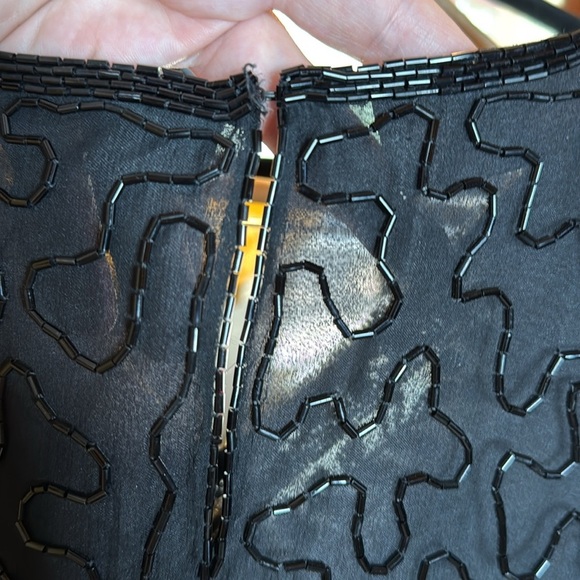 Laurence Kazar Black 100% Silk Blouse Silver Gold Sequin Beaded Size XS - Picture 9 of 9